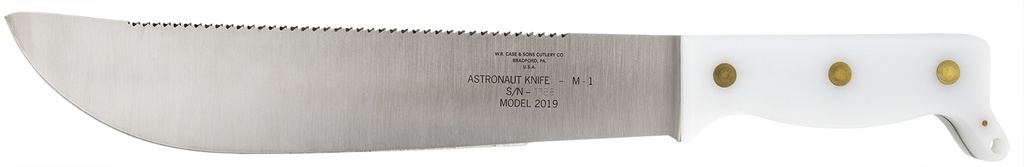 Case 12019 Astronaut M-1 Commemorative 11.75" Fixed Machete Plain/Saw As-Ground High Carbon Steel Blade/Smooth White Synthetic Handle