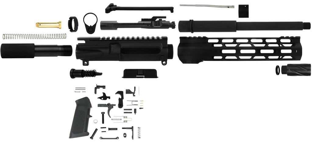 TacFire SSPK300LPK10 AR Build Kit Pistol Sports South Exclusive 300 Blackout AR Pistol Platform Black Parkerized Steel 5/8"x24