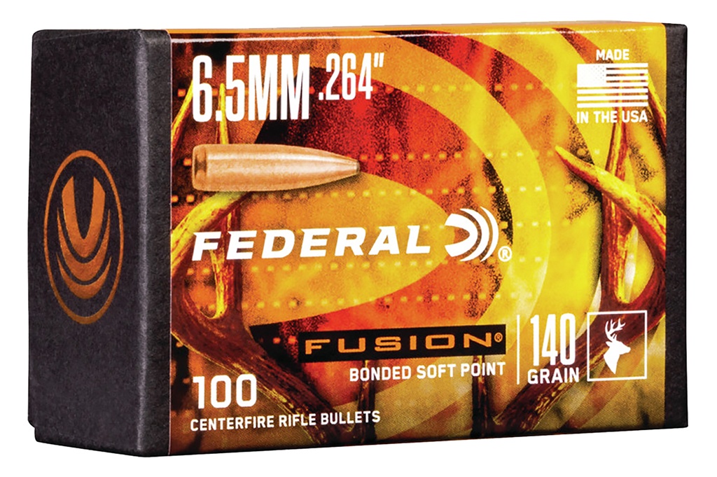 Federal FB264F2 Fusion Component  6.5 Creedmoor .264 140 gr Fusion Soft Point 100 Per Box/ 4 Case