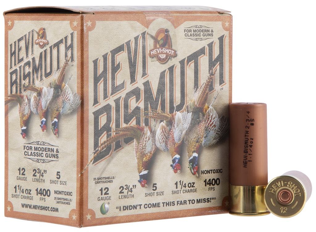 Hevishot HEVI-Shot HS14715 HEVI-Bismuth Upland 12Gauge 2.75" 1 1/4oz Bismuth 5Shot 25 Per Box/10 Case