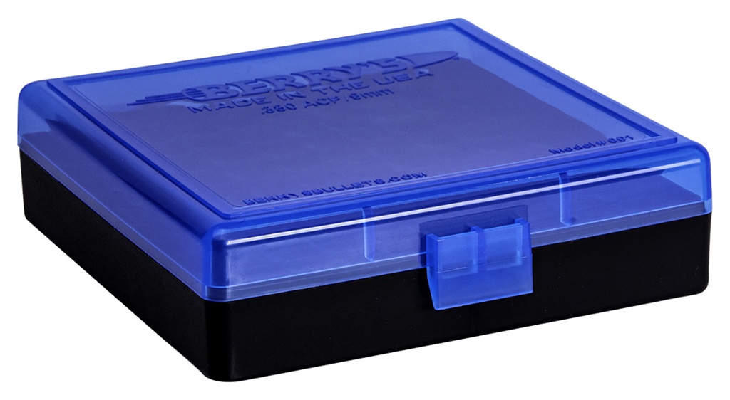 Berrys Berry's 69874 Ammo Box  9mm/380ACP Blue/Black Polypropylene 100rd