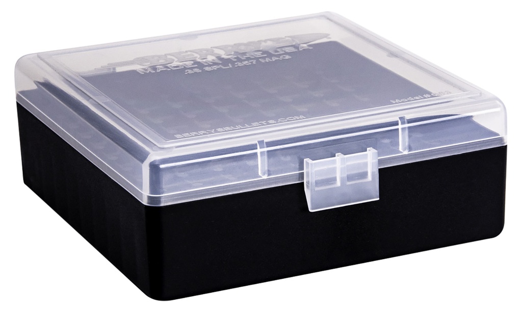 Berrys Berry's 15382 Ammo Box  38Special/357Mag Clear/Black Plastic 100rd