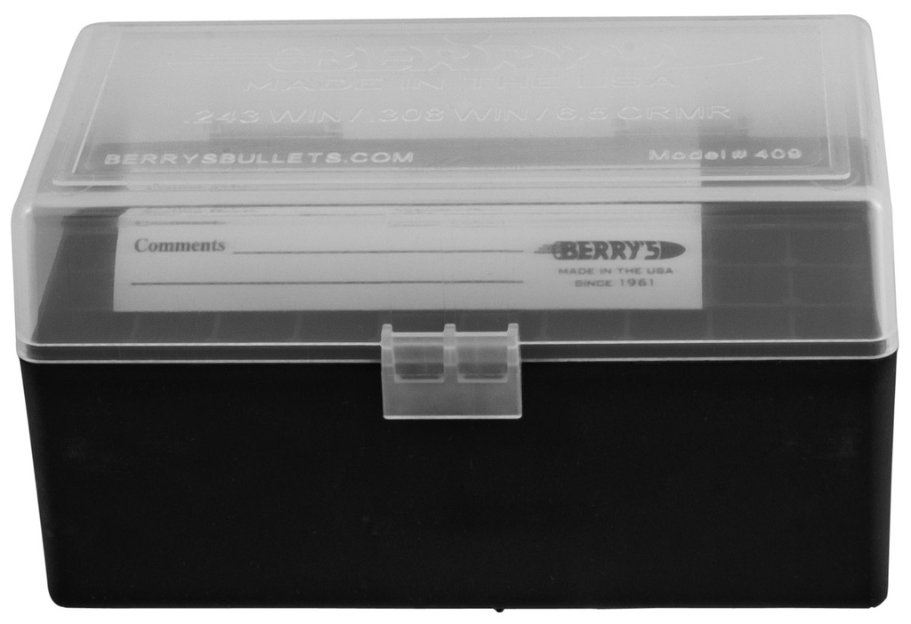 Berrys Berry's 79314 Ammo Box  243/308Win Clear/Black Polypropylene 50rd