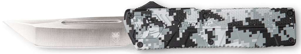 COBRA TEC KNIVES LLC CobraTec Knives WDCCTLETNS Lightweight  3.25" OTF Tanto Plain D2 Steel Blade/Winter Digi Camo Aluminum Handle Includes Pocket Clip