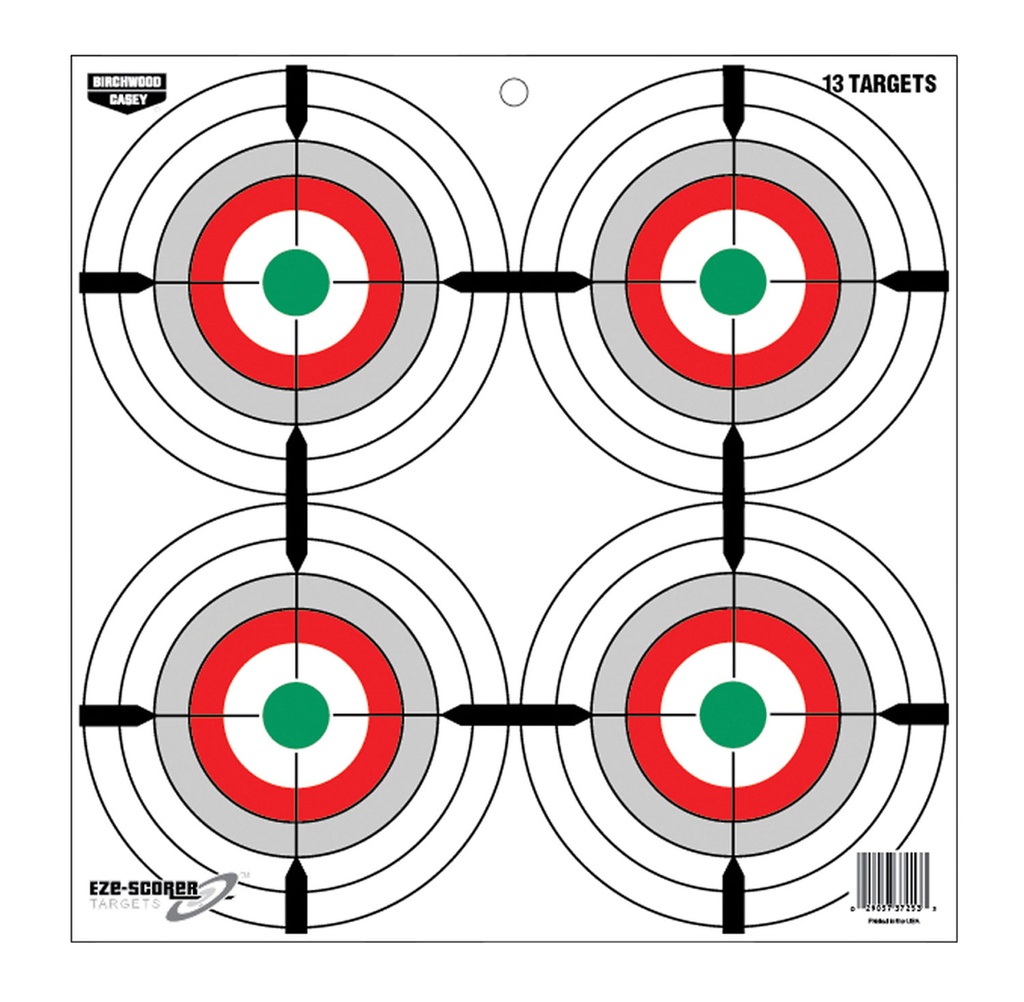 Birchwood Casey 37253 EZE-Scorer  12" Bullseye Paper Hanging Multi-Color 13 Per Pkg