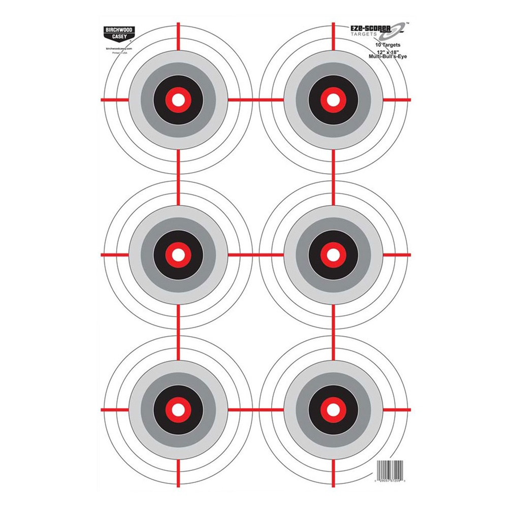 Birchwood Casey 37209 EZE-Scorer  Bullseye Paper Universal 12" x 18" Black/White 10 Pk.
