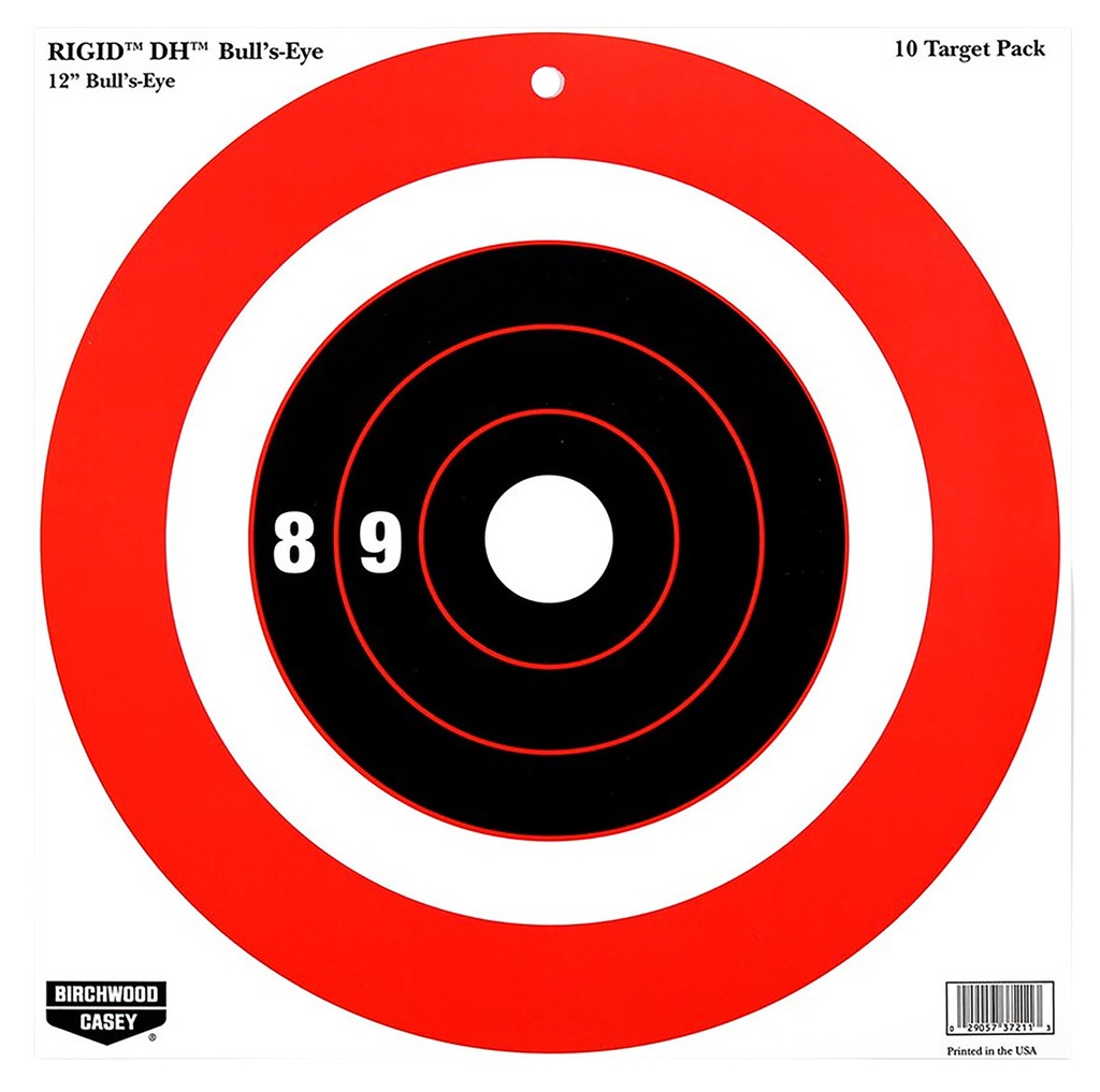 Birchwood Casey 37211 Rigid DH Bullseye Tagboard Hanging 12" x 12" Black/Orange 10 Pk.