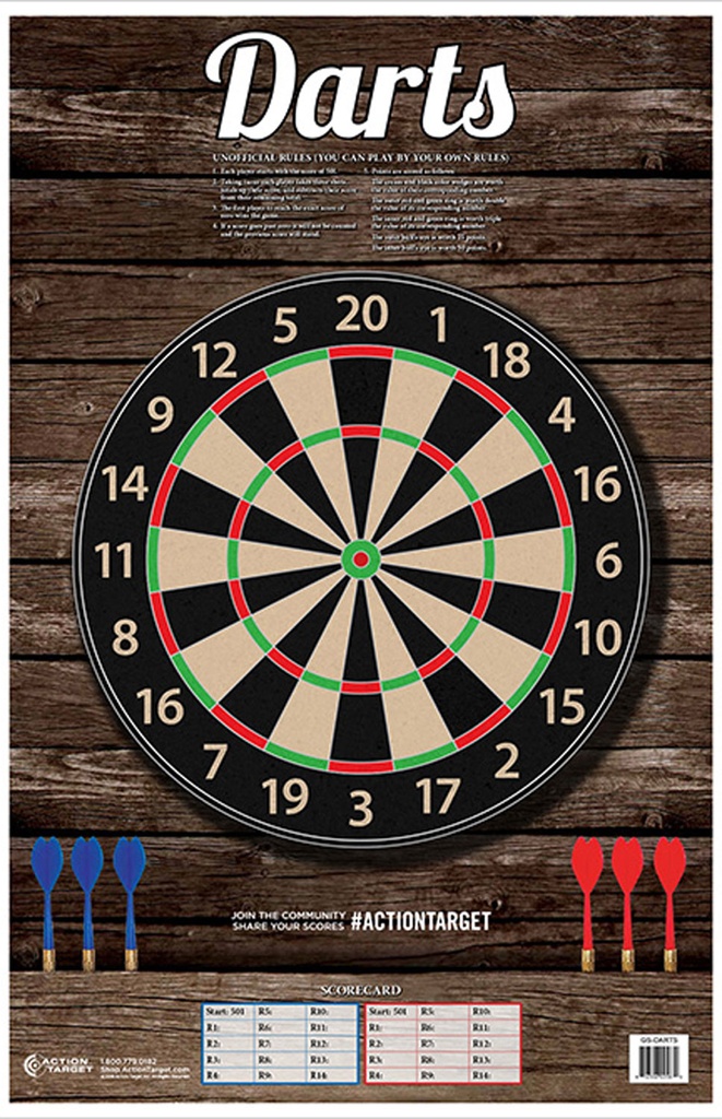 Action Target GSDARTS100 Entertainment  Dart Board Paper Hanging 23" x 35" Multi-Color 100 Per Box