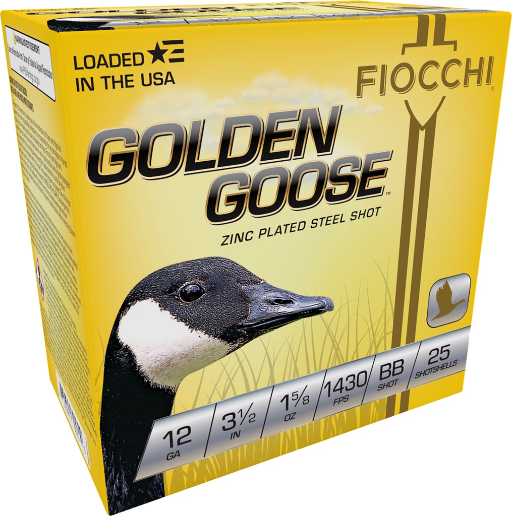 Fiocchi 1235GGBB Golden Goose  12Gauge 3.50" 1 5/8oz BBShot 25 Per Box/10 Case