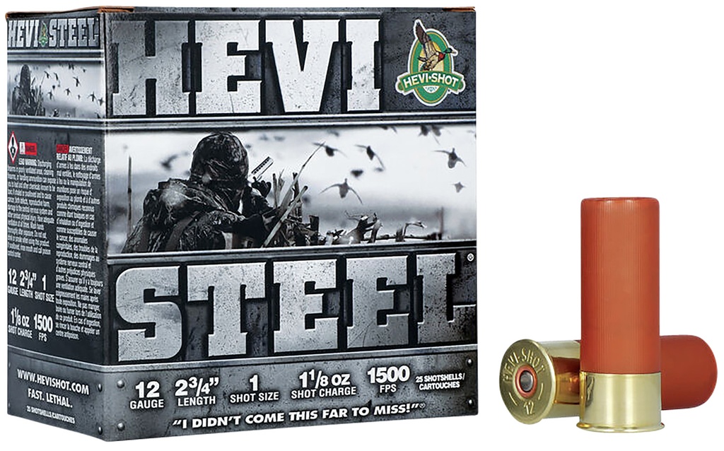 Hevishot HEVI-Shot HS61221 HEVI-Steel  12Gauge 2.75" 1 1/8oz 1Shot 25 Per Box/10 Case
