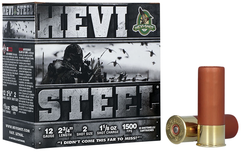 Hevishot HEVI-Shot HS61222 HEVI-Steel  12Gauge 2.75" 1 1/8oz 2Shot 25 Per Box/10 Case