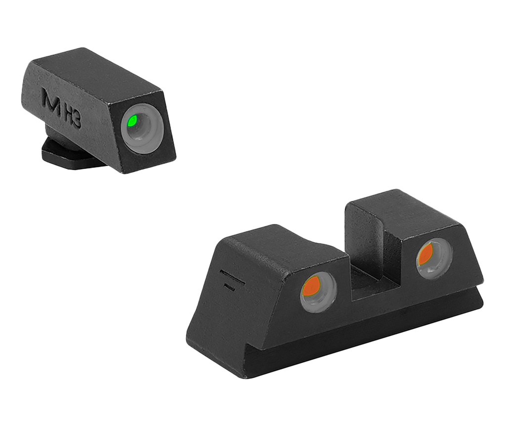 MEPRO USA LLC Meprolight USA 102203301 Tru-Dot Sight Set Green Tritium/Orange Tritium/Black Frame Compatible w/Glock 42/43/43X/48X, Post/Dovetail Mount