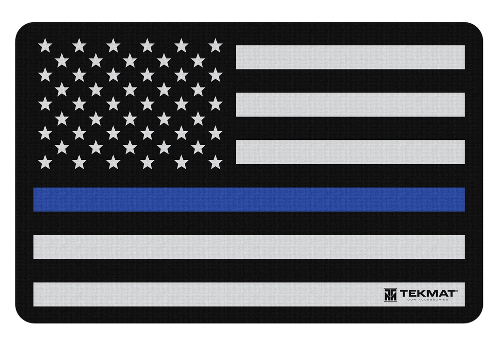 BECK TEK, LLC (TEKMAT) TekMat TEKR17POLICE Police Support Cleaning Mat Black/White/Blue Rubber 11"x17" Blue Line Flag