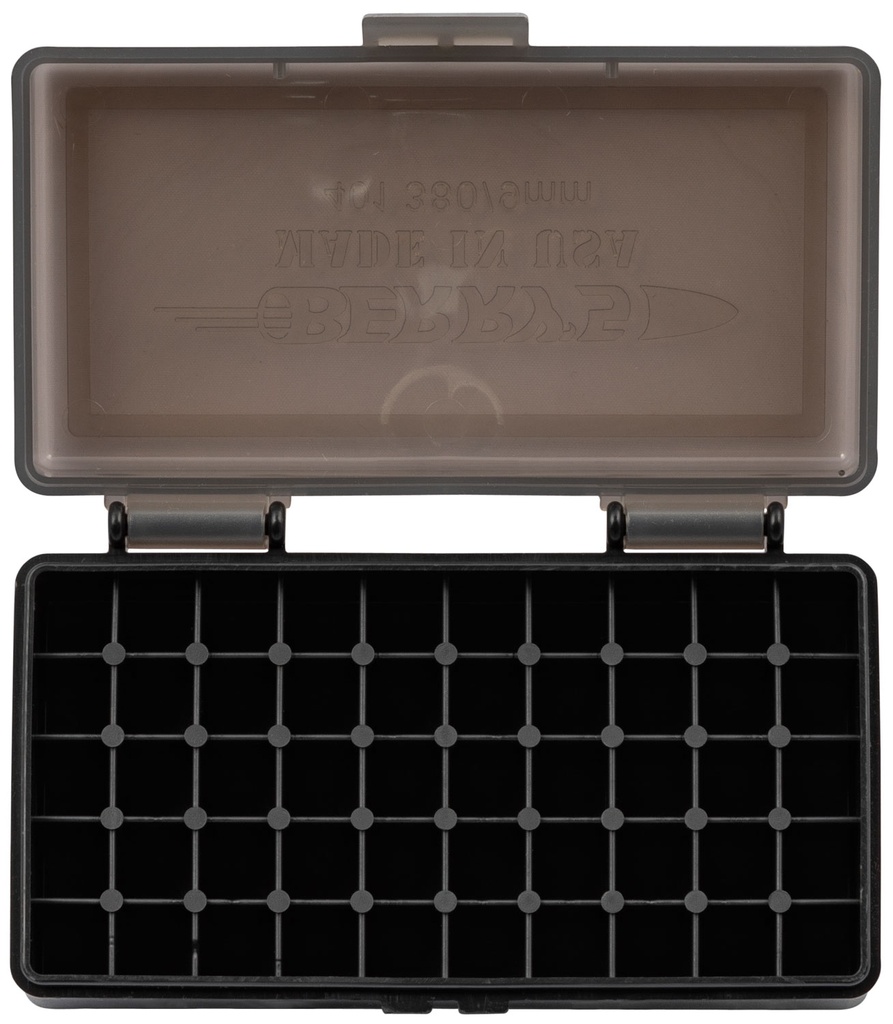 Berrys Berry's 19642 Ammo Box  9mm/380ACP Smoke/Black Polypropylene 50rd