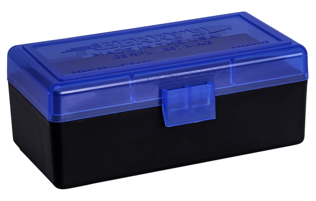 Berrys Berry's 36713 Ammo Box  38Special/357Mag Blue/Black Polypropylene 50rd