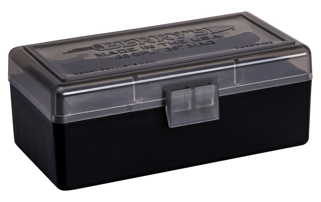 Berrys Berry's 92948 Ammo Box  38Special/357Mag Smoke/Black Polypropylene 50rd
