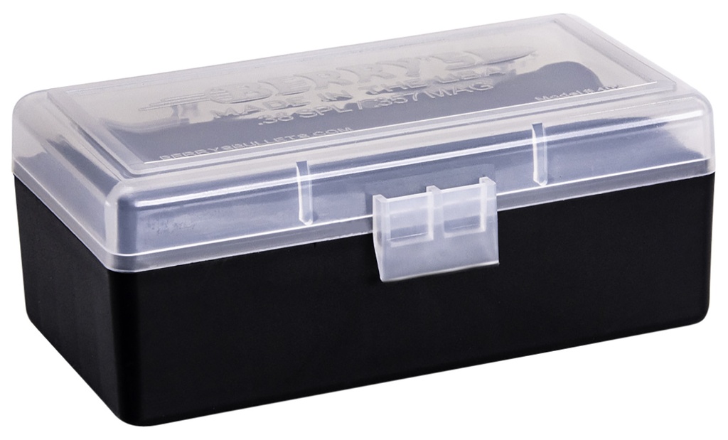 Berrys Berry's 61687 Ammo Box  38 Special/357 Mag Clear/Black Polypropylene 50rd