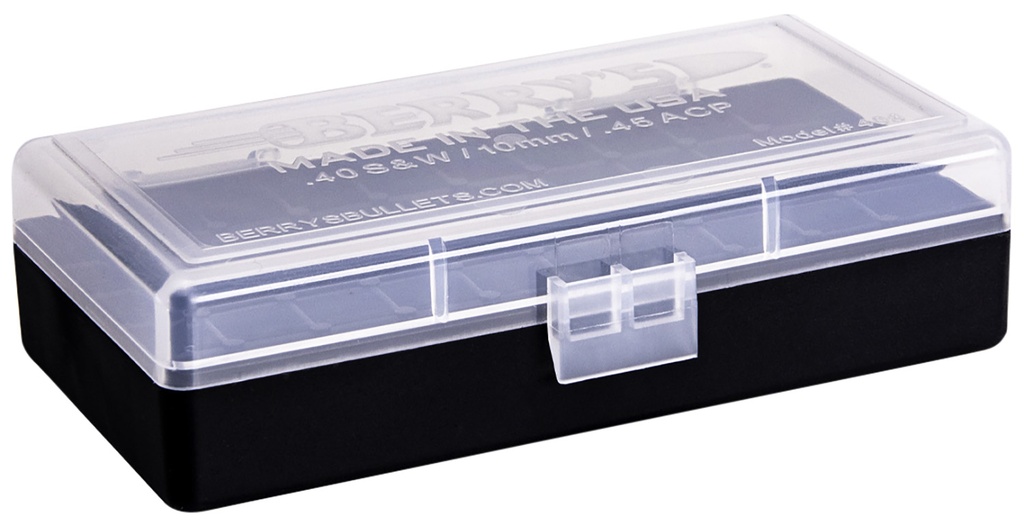 Berrys Berry's 67425 Ammo Box  40S&W/45ACP Clear/Black Polypropylene 50rd