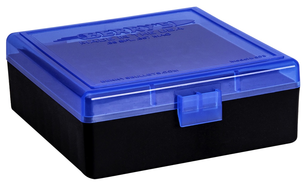 Berrys Berry's 95182 Ammo Box  38Special/357Mag Blue/Black Polypropylene 100rd