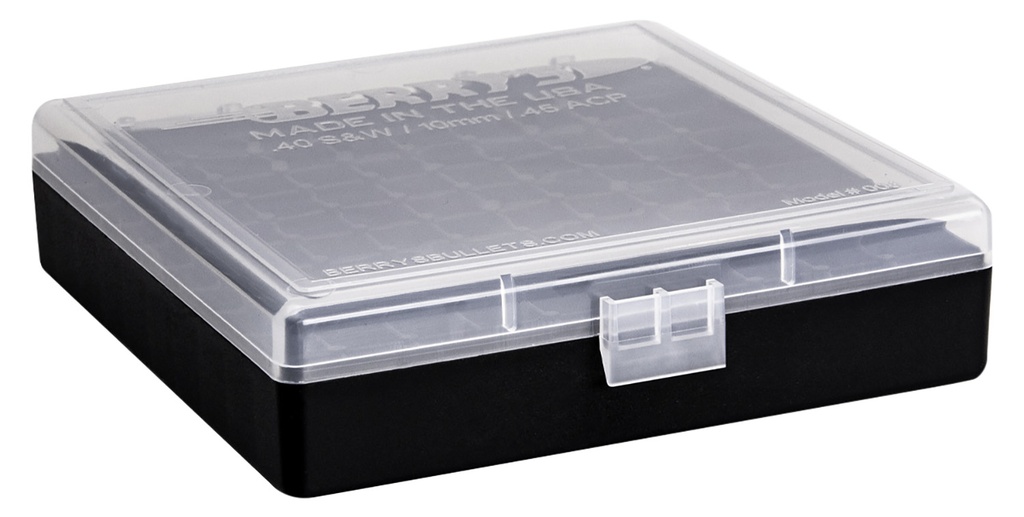 Berrys Berry's 16678 Ammo Box  40S&W/45ACP Clear/Black Polypropylene 100rd