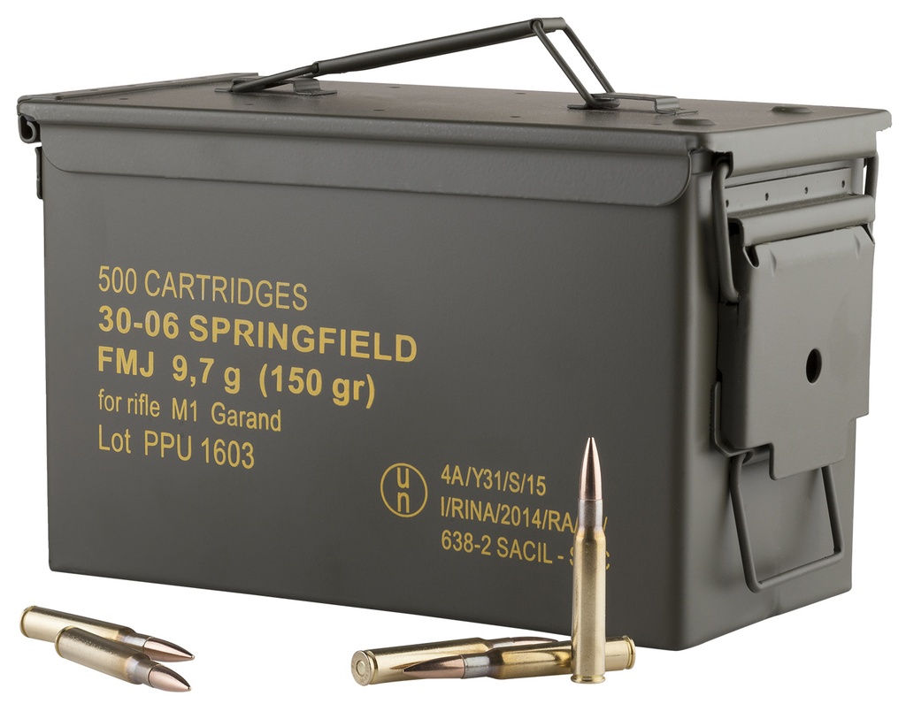 PPU PP3006GMC Standard Rifle  30-06Springfield 150gr Full Metal Jacket/500rds *Sold by Case *Includes Metal Can