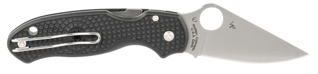 Spyderco C223PBK Para 3 Lightweight 2.92" Folding Clip Point Plain CTS BD1 SS Blade FRN Black Includes Pocket Clip