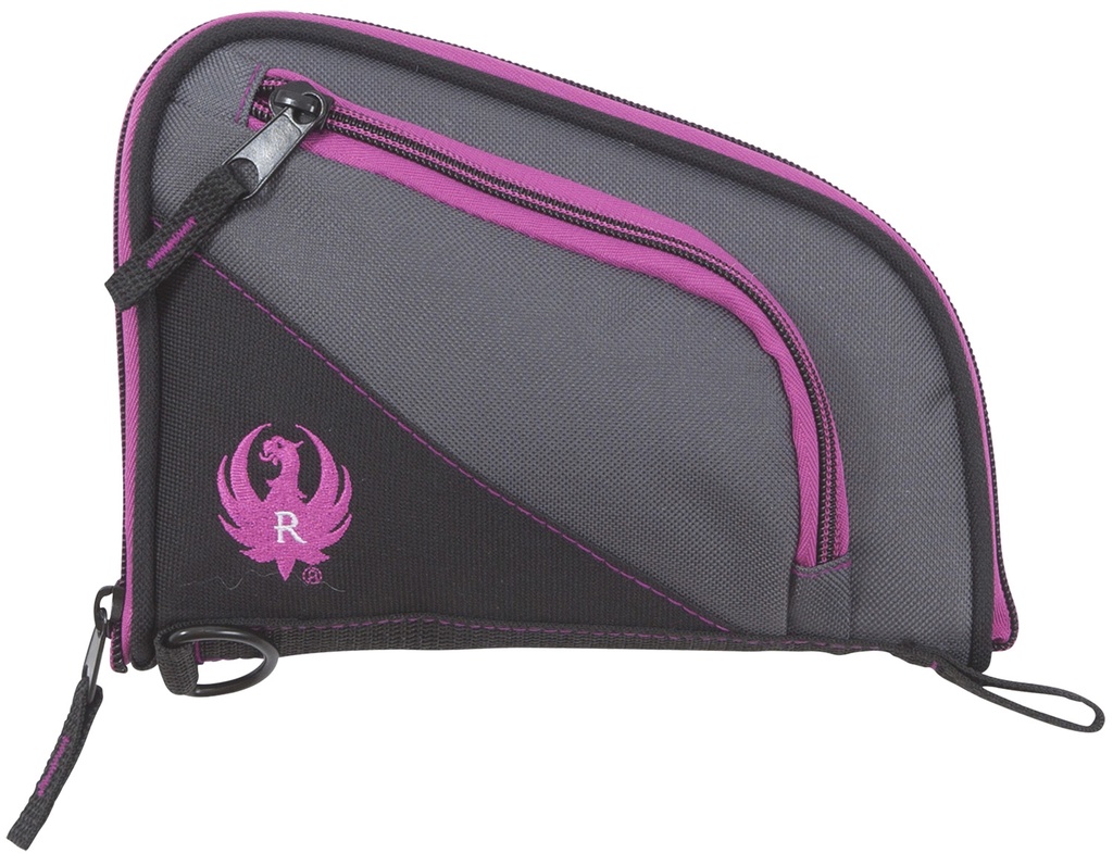Ruger 27409 Tucson Women's Handgun Case Black/Gray Orchid Accents Lockable Zippers 8"