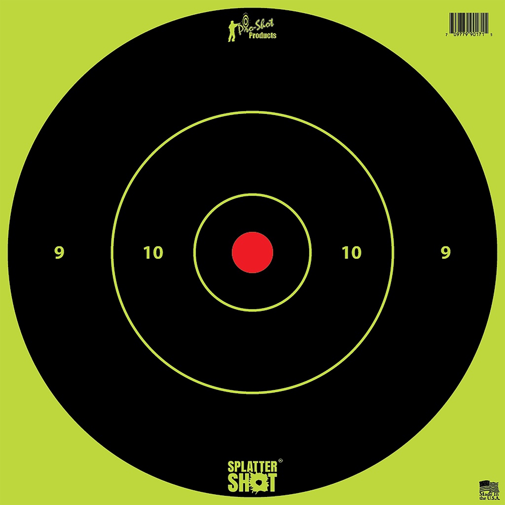 Pro-Shot 12BGREENTG12PK SplatterShot  12" Bullseye Hanging Heavy Paper Black/Red Impact Enhancement Yes White 12 PK