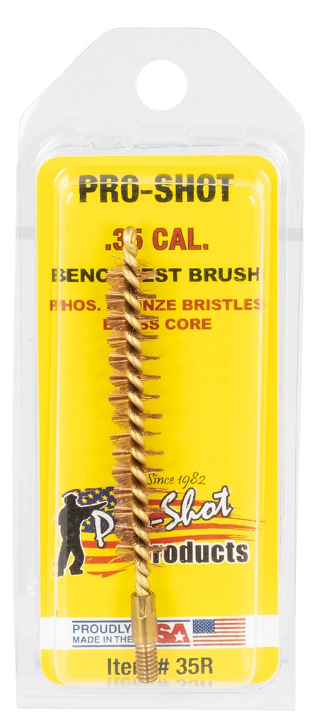 Pro-Shot 35R Bore Brush  .35 Cal/ 9mm Rifle #8-32 Thread Bronze Bristles Brass Core