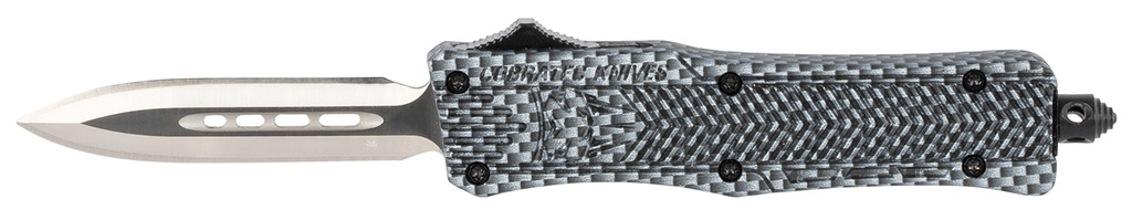 COBRA TEC KNIVES LLC CobraTec Knives SCFCTK1SDADNS CTK-1  Small 2.75" OTF Dagger Plain D2 Steel Blade/Carbon Fiber Aluminum Handle Features Glass Breaker Includes Pocket Clip