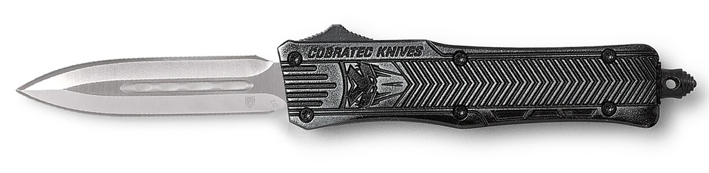 COBRA TEC KNIVES LLC CobraTec Knives SSWCTK1SDAGNS CTK-1  Small 2.75" OTF Dagger Plain D2 Steel Blade/Stonewashed Aluminum Handle Features Glass Breaker Includes Pocket Clip