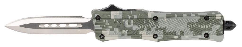 COBRA TEC KNIVES LLC CobraTec Knives SADCCTK1SDAGNS CTK-1  Small 2.75" OTF Dagger Plain D2 Steel Blade/Winter Digi Camo Aluminum Handle Features Glass Breaker Includes Pocket Clip