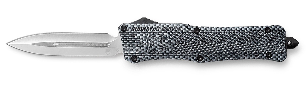 COBRA TEC KNIVES LLC CobraTec Knives LCFCTK1LDNS CTK-1  Large 3.75" OTF Drop Plain D2 Steel Blade/Carbon Fiber Aluminum Handle Features Glass Breaker Includes Pocket Clip