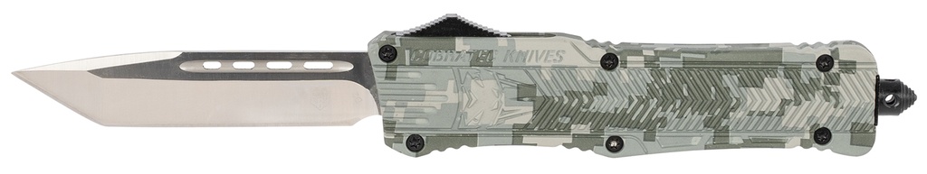 COBRA TEC KNIVES LLC CobraTec Knives LADCCTK1LTNS CTK-1  Large 3.75" OTF Tanto Plain D2 Steel Blade/Army DigiCamo Aluminum Handle Features Glass Breaker Includes Pocket Clip