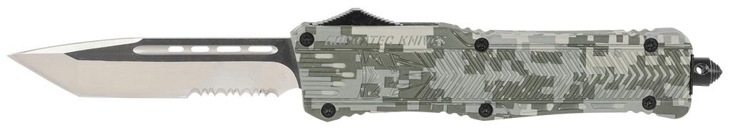 COBRA TEC KNIVES LLC CobraTec Knives LADCCTK1LTS CTK-1  Large 3.75" OTF Tanto Part Serrated D2 Steel Blade/Army DigiCamo Aluminum Handle Features Glass Breaker Includes Pocket Clip