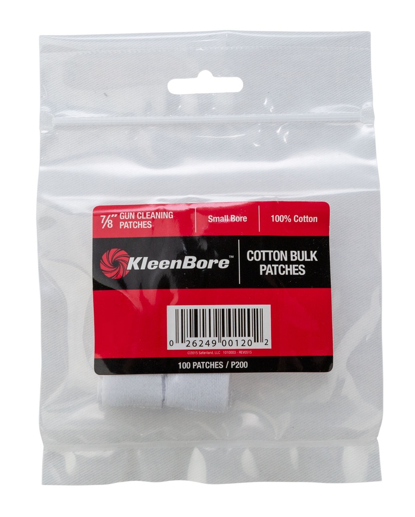 Kleen-Bore KleenBore P200 Super Shooter  .17/ .177/ .200/ .204 Cal Small Bore Rifle 100% Cotton Flannel 100 Per Pack