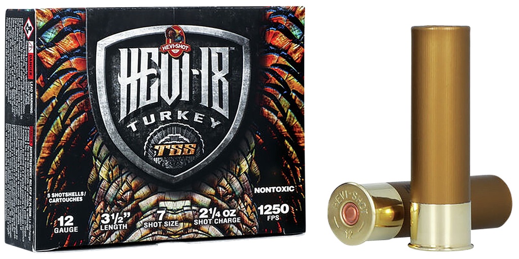 Hevishot HEVI-Shot HS4507 HEVI-18 TSS Turkey 12Gauge 3.50" 2 1/4oz Tungsten 7Shot 5 Per Box/10 Case