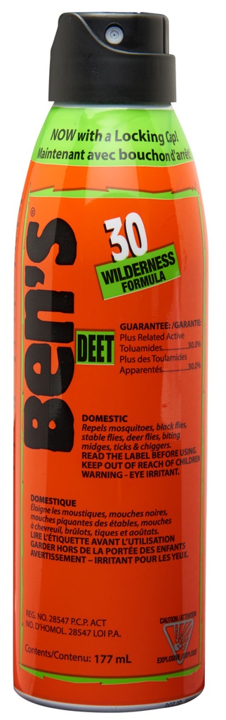 Ben's 00067178 30  Odorless Scent 6oz Aerosol Repels Ticks & Biting Insects Effective Up to 8 hrs