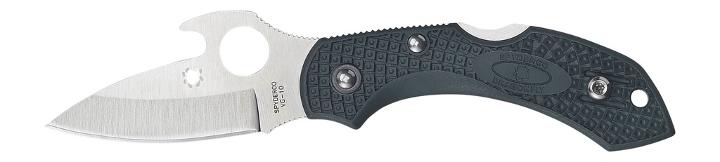 Spyderco C28PGYW2 Dragonfly 2  2.28" Folding Drop Point Plain VG-10 SS Blade Gray Bi-Directional Texturing FRN Handle Includes Pocket Clip