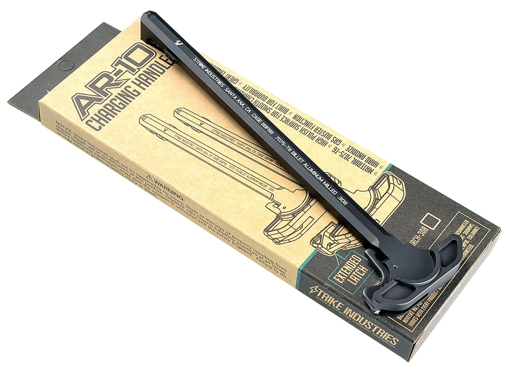 Strike Industries ARCHEL308BK Extended Latch Charging Handle AR-10 Black Anodized Aluminum