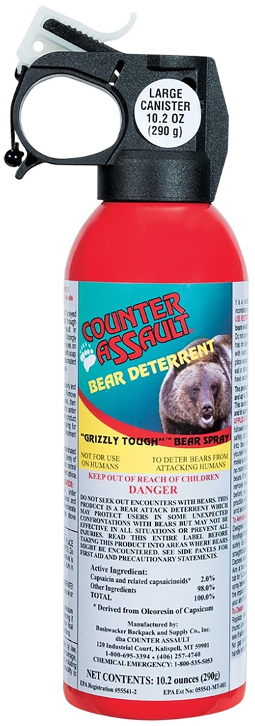 Counter Assault 15067027 Bear Spray  Capsaicin Range 32 ft-7 Seconds/40 ft-8 Seconds 8.10 oz/10.20 oz Includes 2 Holsters