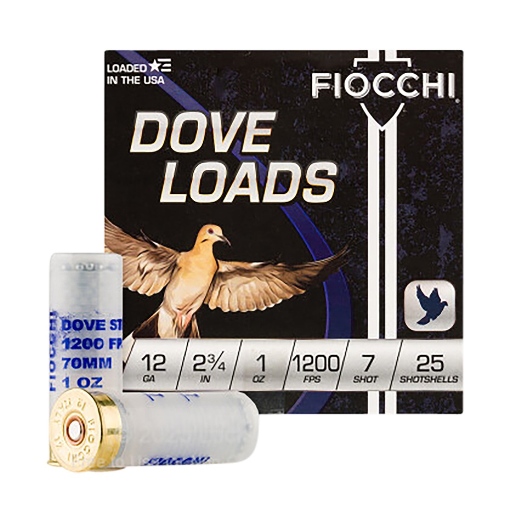 Fiocchi 12DLS17 Dove & Quail  12Gauge 2.75" 1oz 7Shot 25 Per Box/10 Case