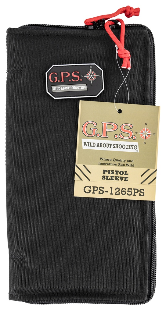 G*Outdoors GPS Bags 1265PS Pistol Sleeve  Large Black Nylon with Locking Zippers & Thin Design Holds 1 Handgun