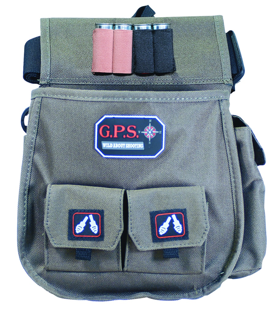 G*Outdoors GPS Bags 1093CSP Deluxe Double Shotshell Pouch Olive Polyester Waist Mount 30-52" Belt