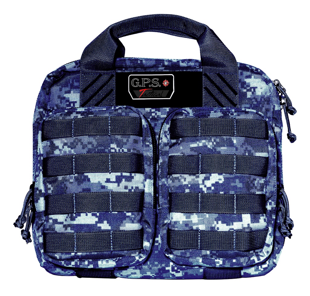 G*Outdoors GPS Bags T1413PCG Double +2 Tactical Gray Digital 1000D Nylon Teflon Coating with Visual ID Storage System, Lockable YKK Zippers, MOLLE Webbing & Ammo Storage Pockets Holds UP To 4 Handguns
