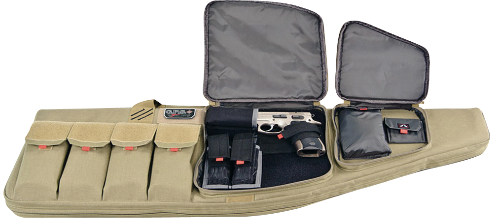 G*Outdoors GPS Bags T42ART Tactical AR Case 42" Tan 1000D Nylon with Mag & Storage Pockets, Lockable Zippers, External Handgun Pocket & Visual ID Storage System
