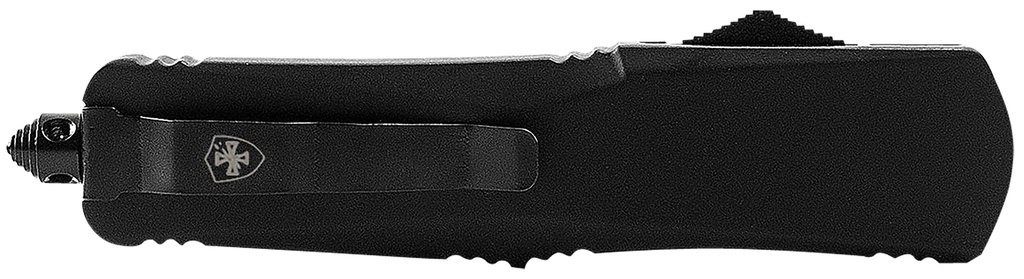 Templar Knife LBR331 Gen II  Large 3.50" OTF Drop Point Plain Black Oxide Stonewashed 440C SS Blade, 5.25" Black Aluminum/Rubber Handle, Glass Breaker