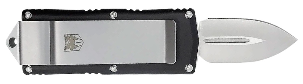 COBRA TEC KNIVES LLC CobraTec Knives BLKOTFMC Money Clip  1.75" OTF Plain D2 Steel Blade/Black Aluminum Handle Includes Pocket Clip