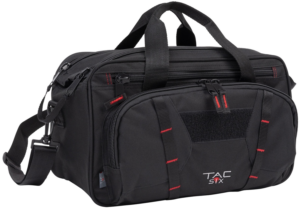 Tac Six 8247 Tactical Sporter Range Bag Black Endura with Removable Shoulder Strap, Pockets, Padded Pistol Rug & Exterior Webbing