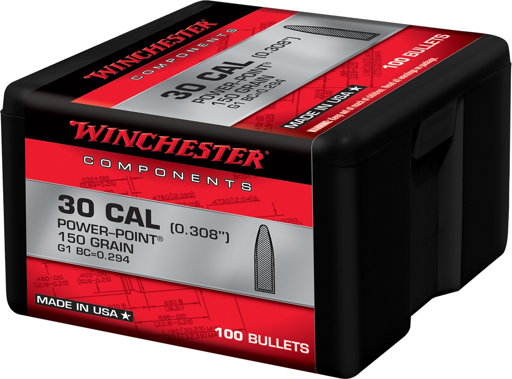 Winchester Ammo WB30PP150X Centerfire Rifle  30Cal 150gr Power Point 100 Per Box/10 Case